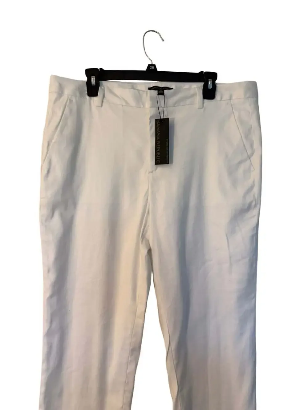 Banana Republic Avery Pleated White Linen Blend Ankle Pants Size 14 NWT